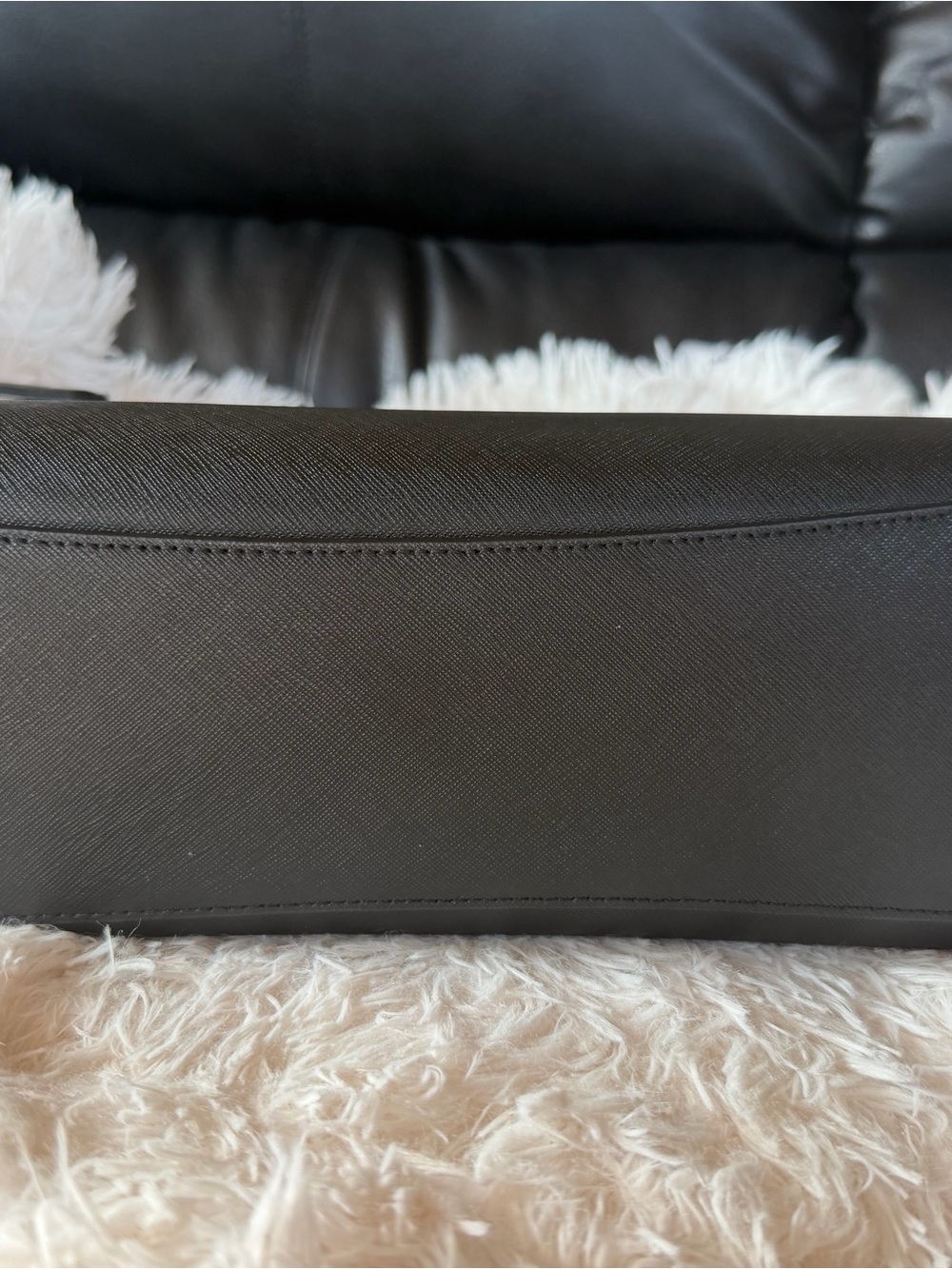 Michael Kors Black Leather Satchel with Gold Accents - Picture 3 of 10